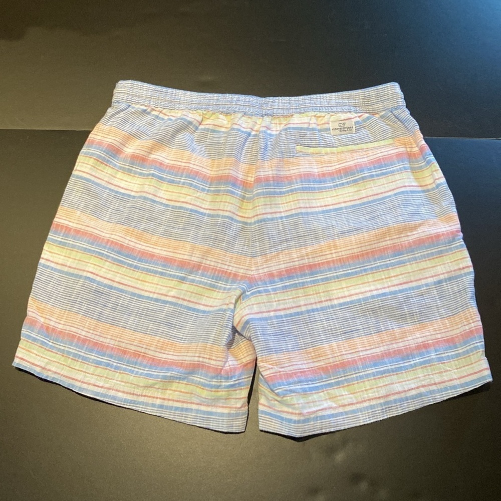 Vineyard Vines Cotton Everyday Pull On Shorts w Pockets Striped Pink Blue LARGE - Picture 8 of 9